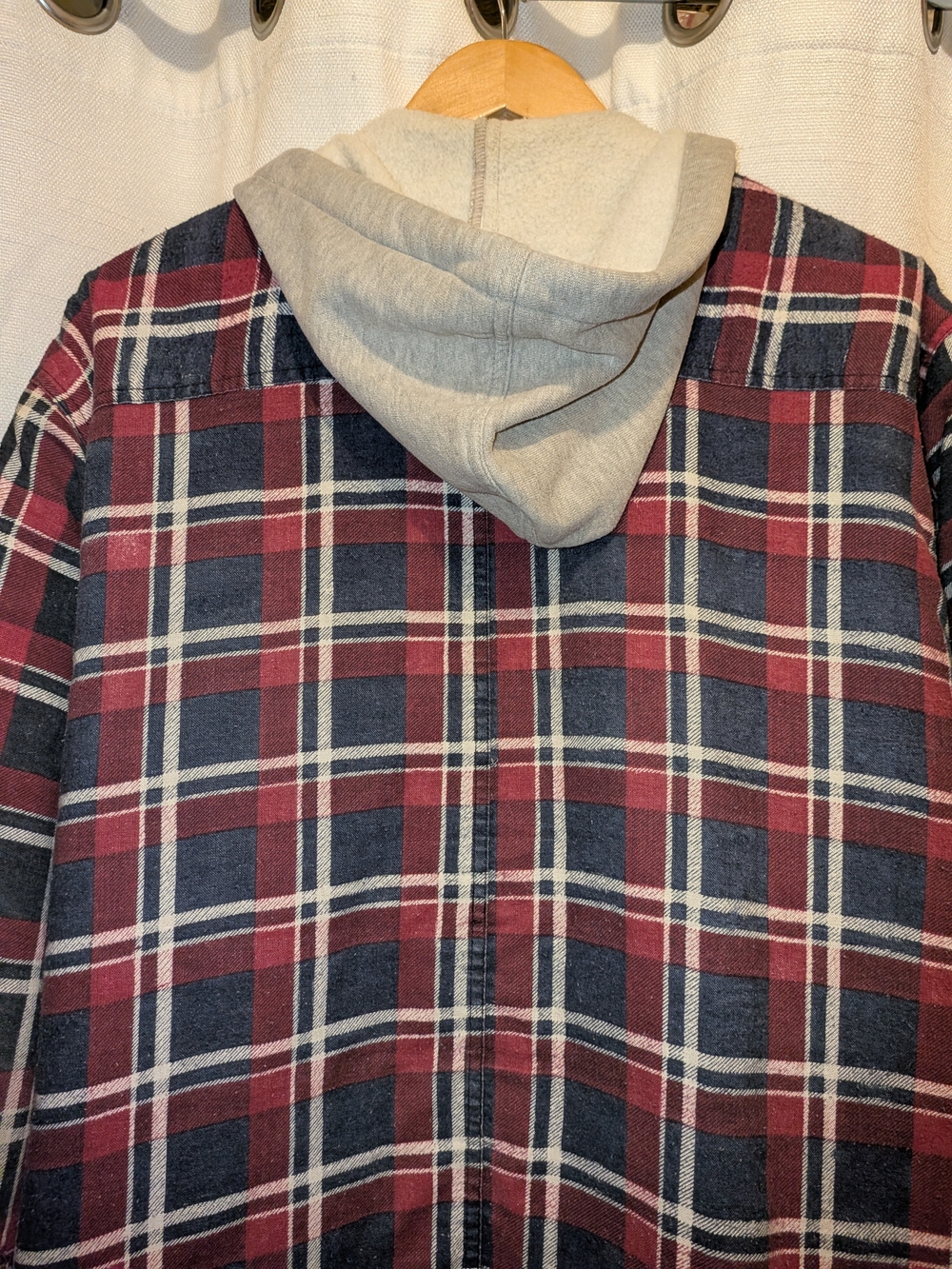Vintage Merrill & Forbes Outfitters Quilted Lined Plaid Zip Hooded Jacket XL - Picture 15 of 16